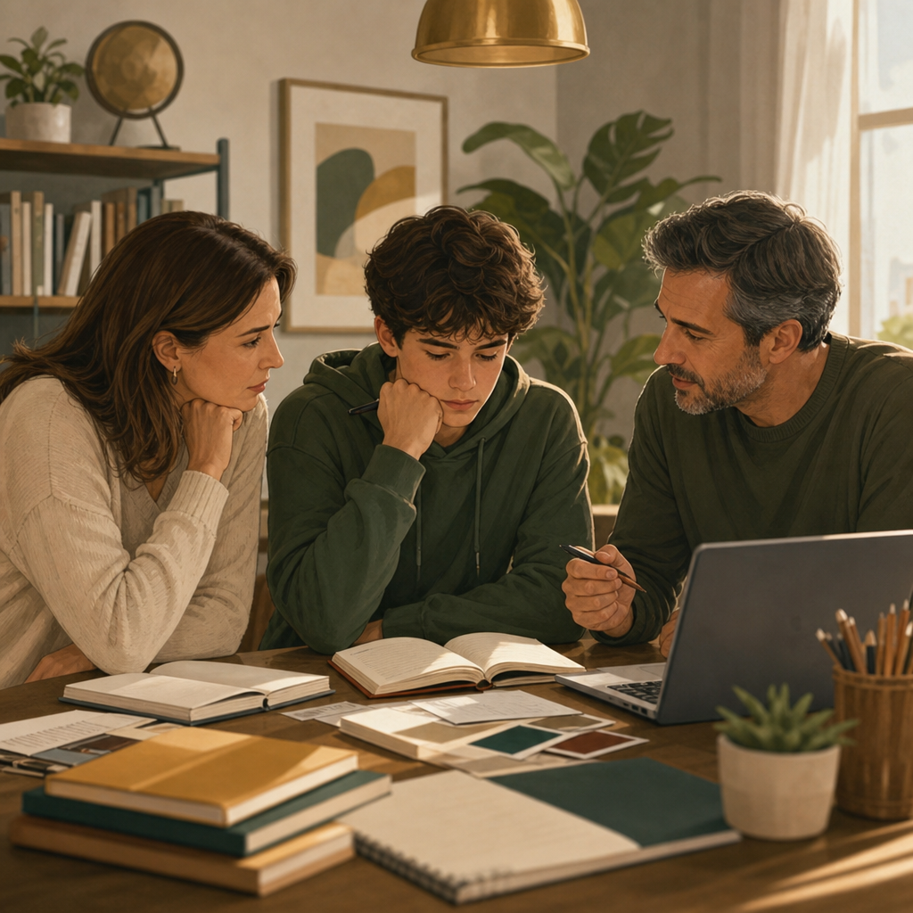 Recurso visual para familias con hijos adolescentes indecisos sobre estudios y trabajo